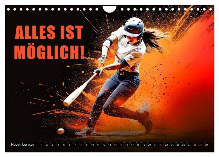 Produktbild: Baseball und Motivation (Wandkalender 2026 DIN A4 quer), CALVENDO Monatskalender