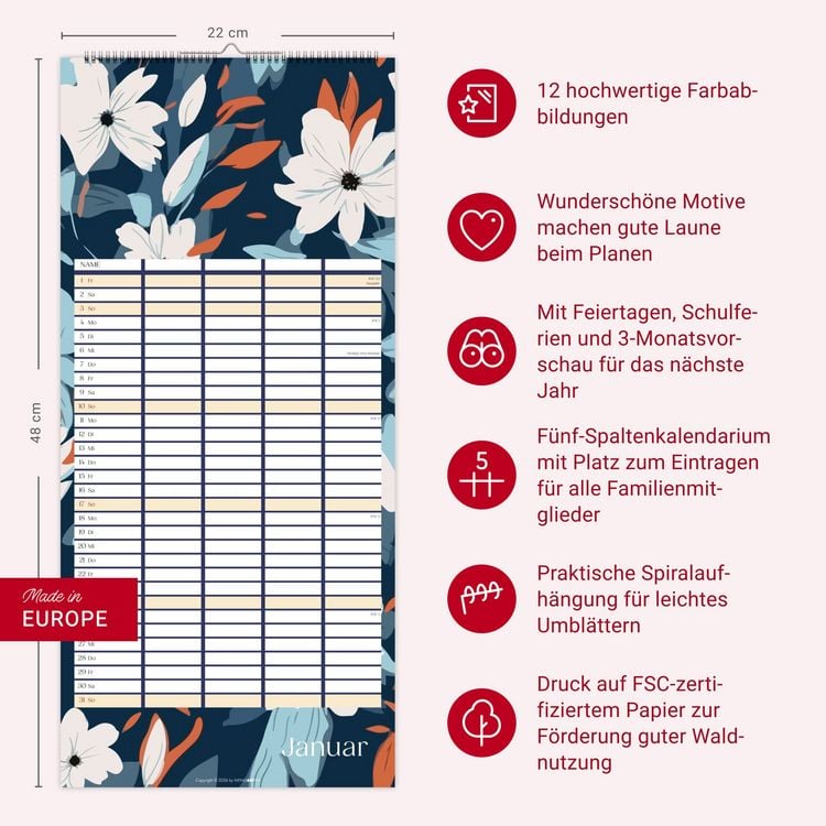Produktbild: Floral total Familienplaner 2027