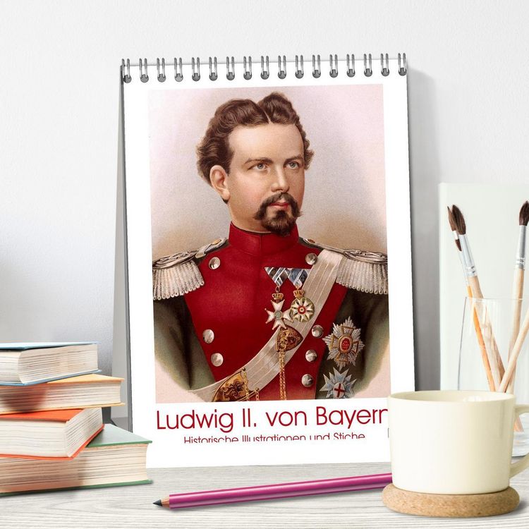 Produktbild: Ludwig II. von Bayern: Historische Illustrationen und Stiche (Tischkalender 2026 DIN A5 hoch), CALVENDO Monatskalender