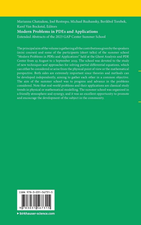 Produktbild: Modern Problems in PDEs and Applications