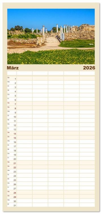 Produktbild: Familienplaner 2026 - Urlaubsparadies in Nordzypern mit 5 Spalten (Wandkalender, 21 x 45 cm) CALVENDO