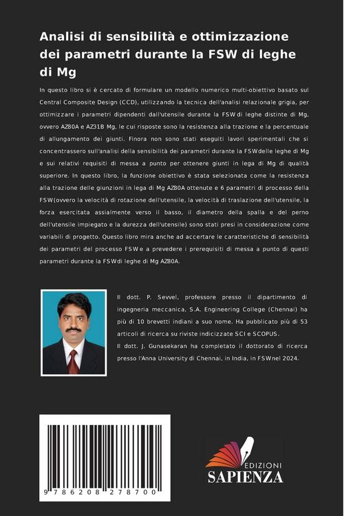 Produktbild: Analisi di sensibilit&agrave; e ottimizzazione dei parametri durante la FSW di leghe di Mg