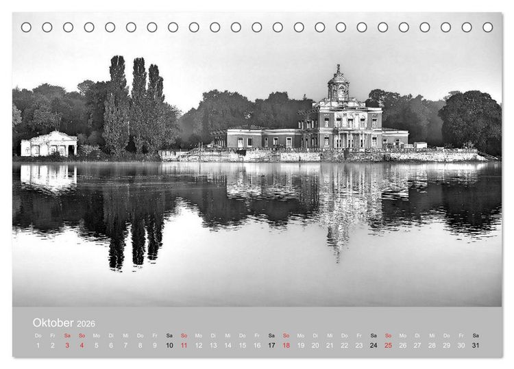 Produktbild: Potsdam schwarz auf wei&szlig; (Tischkalender 2026 DIN A5 quer), CALVENDO Monatskalender