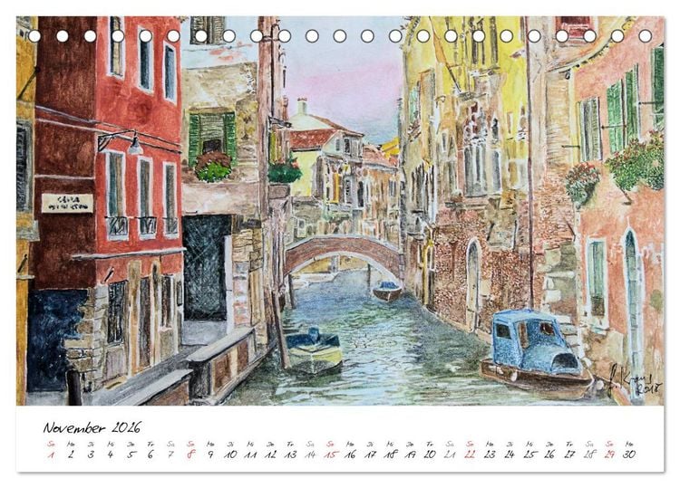 Produktbild: Venedig in stillen Aquarellen (Tischkalender 2026 DIN A5 quer), CALVENDO Monatskalender