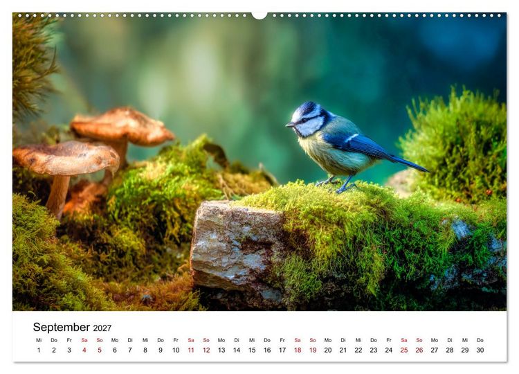 Produktbild: Federleicht - Das geheime Leben der Meisen (hochwertiger Premium Wandkalender 2027 DIN A2 quer), Kunstdruck in Hochglanz