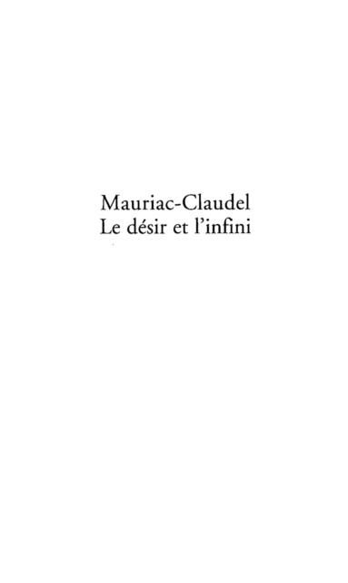 Produktbild: Mauriac-claudel le desir d'infini