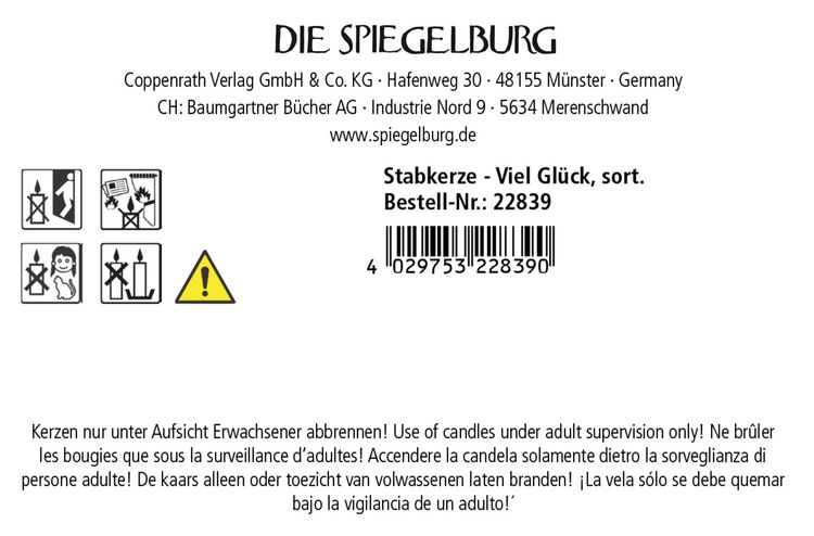 Produktbild: Stabkerze Gl&uuml;ckslicht - Viel Gl&uuml;ck, sort. im Display