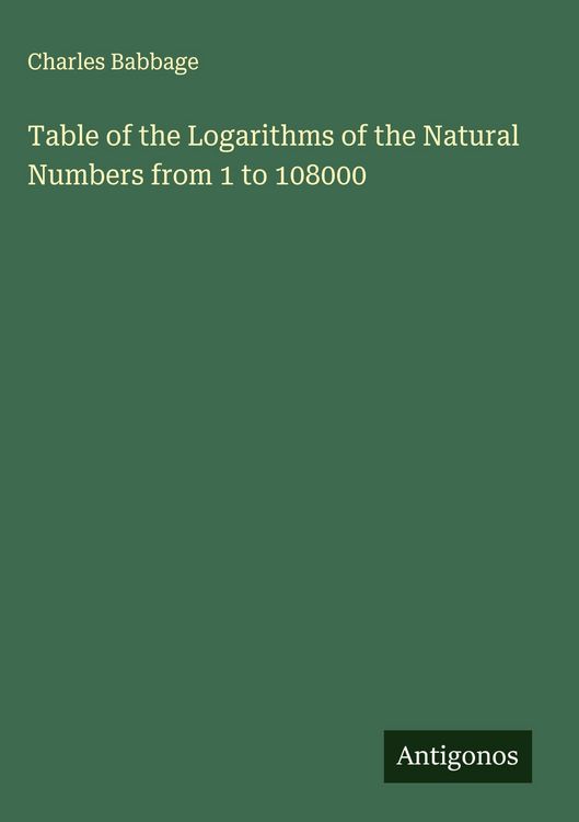 Produktbild: Table of the Logarithms of the Natural Numbers from 1 to 108000