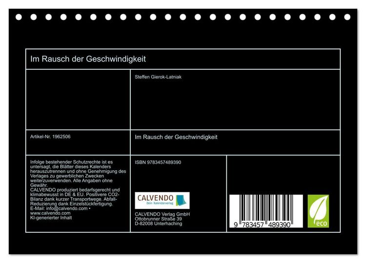 Produktbild: Im Rausch der Geschwindigkeit (Tischkalender 2026 DIN A5 quer), CALVENDO Monatskalender