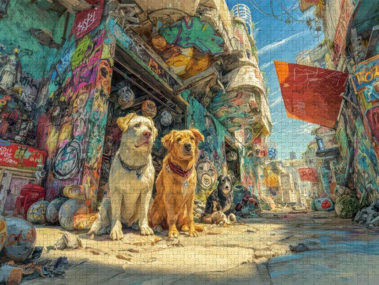 Produktbild: CALVENDO Puzzle Bunte Stadt | 1000 Teile Lege-Gr&ouml;&szlig;e 64x48cm Foto-Puzzle f&uuml;r gl&uuml;ckliche Stunden