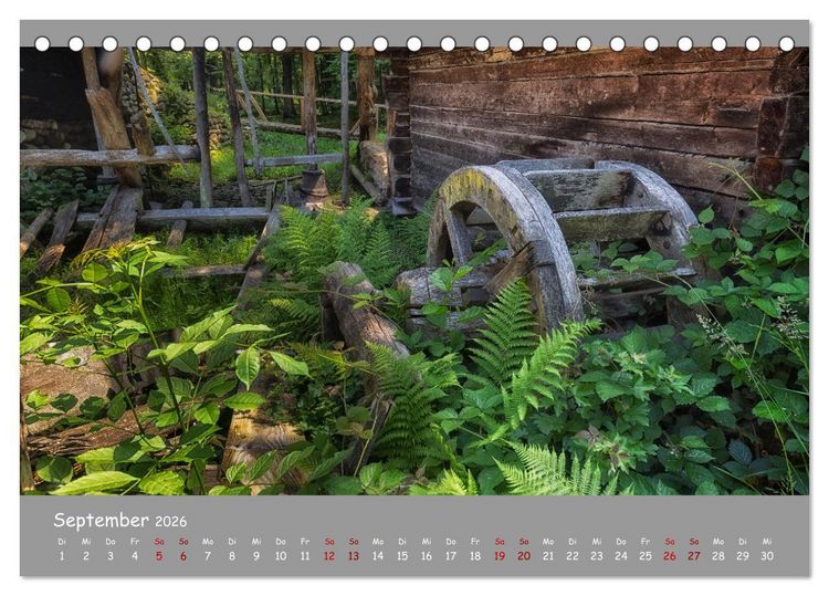 Produktbild: Historische M&uuml;hlen - R&auml;der und Fl&uuml;gel der Vergangenheit (Tischkalender 2026 DIN A5 quer), CALVENDO Monatskalender