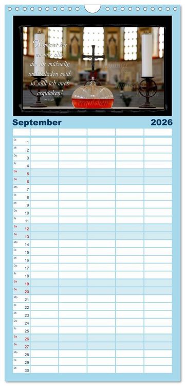 Produktbild: Familienplaner 2026 - Monat f&uuml;r Monat ein Bibelvers mit 5 Spalten (Wandkalender, 21 x 45 cm) CALVENDO