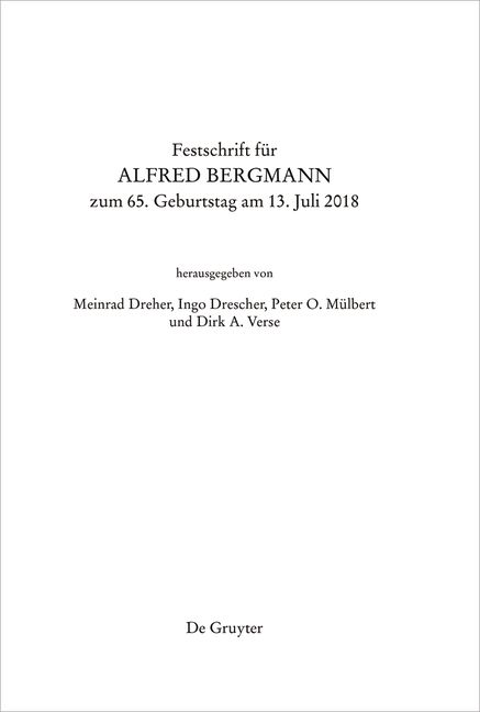 Produktbild: Festschrift f&uuml;r Alfred Bergmann zum 65. Geburtstag am 13. Juli 2018