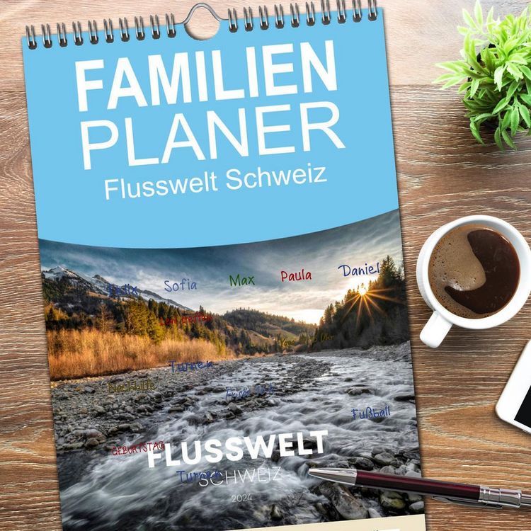 Produktbild: Familienplaner 2026 - Flusswelt Schweiz mit 5 Spalten (Wandkalender, 21 x 45 cm) CALVENDO