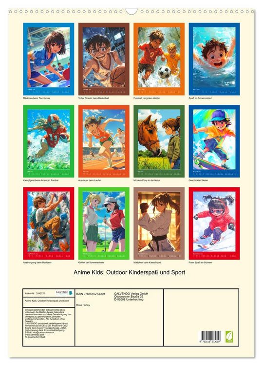 Produktbild: Anime Kids. Outdoor Kinderspa&szlig; und Sport (Wandkalender 2026 DIN A2 hoch), CALVENDO Monatskalender