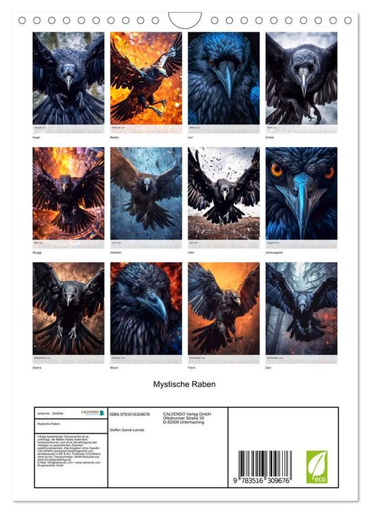 Produktbild: Mystische Raben (Wandkalender 2026 DIN A4 hoch), CALVENDO Monatskalender