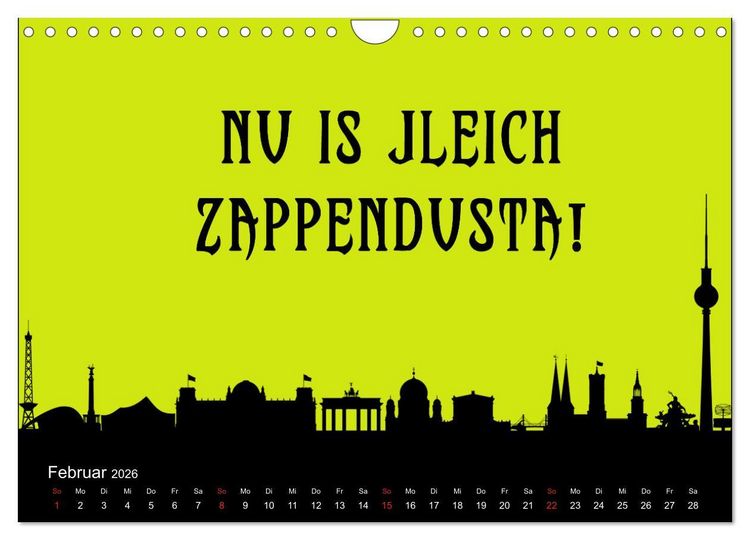 Produktbild: Berliner Mundart (Wandkalender 2026 DIN A4 quer), CALVENDO Monatskalender