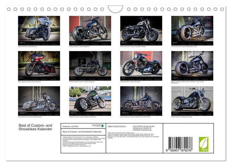Produktbild: Best of Custom- and Showbikes Kalender (Wandkalender 2026 DIN A4 quer), CALVENDO Monatskalender