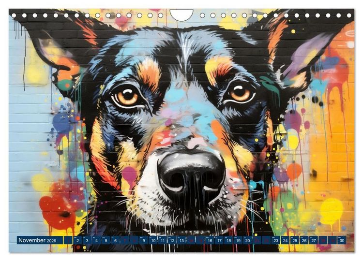 Produktbild: Graffiti Hunde (Wandkalender 2026 DIN A4 quer), CALVENDO Monatskalender