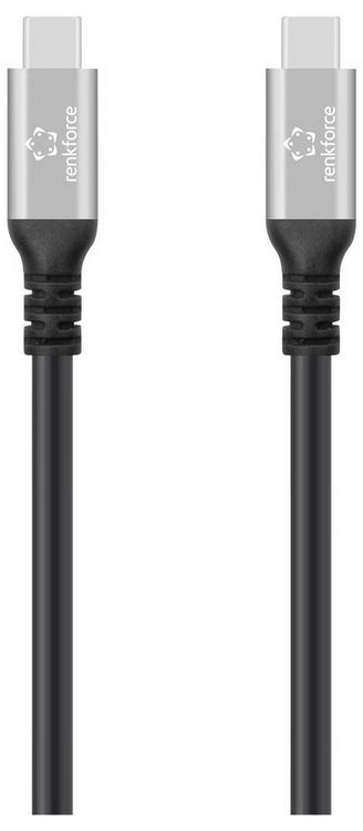 Produktbild: Renkforce USB-C&reg; Kabel USB4&reg; USB-C&reg; Stecker 1.5 m Schwarz Aluminium-Stecker, Silikon, hochflexibel, 8K UHD RF-6805038