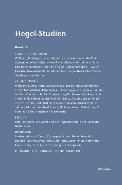 Produktbild: Hegel-Studien Band 14