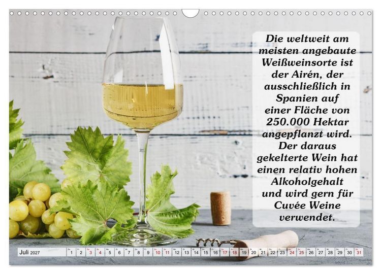 Produktbild: Wissenswertes &uuml;ber Wein (Wandkalender 2027 DIN A3 quer), CALVENDO Monatskalender
