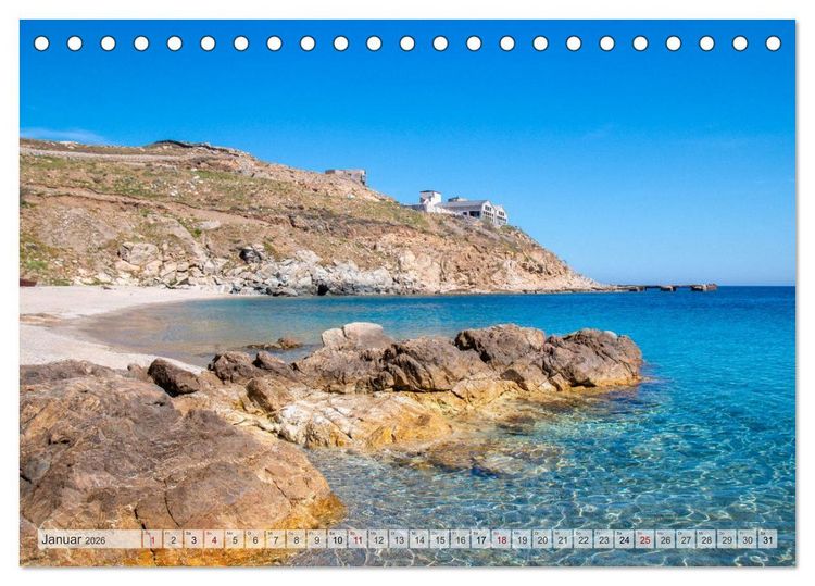 Produktbild: Mykonos - Natur, Meer und wei&szlig;e W&auml;nde (Tischkalender 2026 DIN A5 quer), CALVENDO Monatskalender