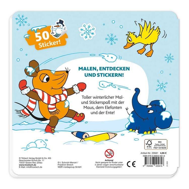 Produktbild: TR&Ouml;TSCH - Die Maus Stickermalbuch Winter Malbuch mit Stickern | Ab 4 Jahren