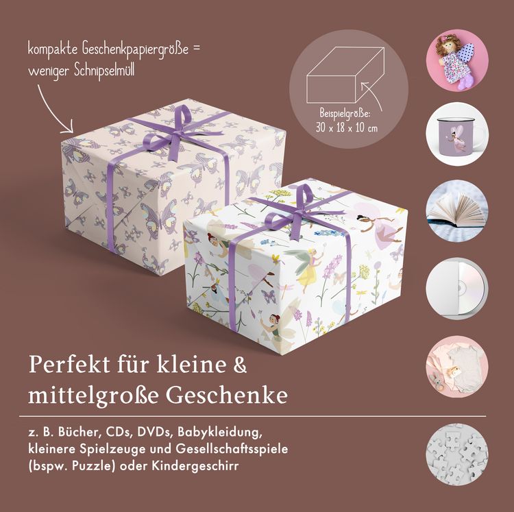 Produktbild: Geschenkpapier-Set f&uuml;r Kinder: Feen/ Elfen und Schmetterlinge