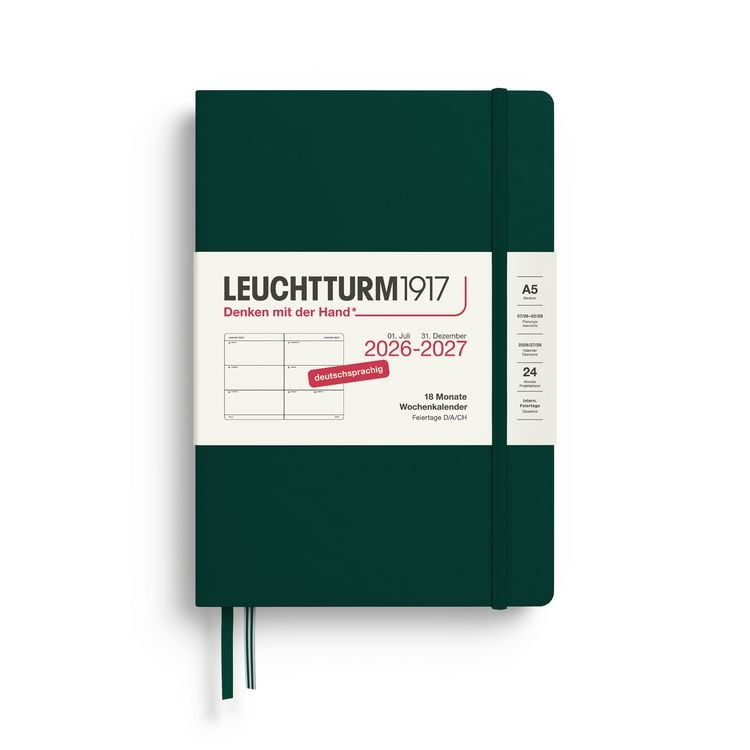 Produktbild: Wochenkalender Medium (A5) 2027, 18 Monate, Forest Green, Deutsch