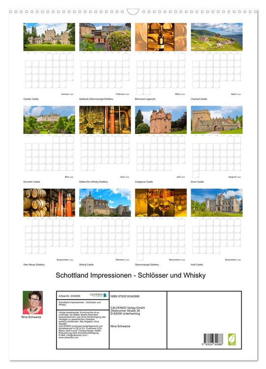 Produktbild: Schottland Impressionen - Schl&ouml;sser und Whisky (Wandkalender 2026 DIN A2 hoch), CALVENDO Monatskalender