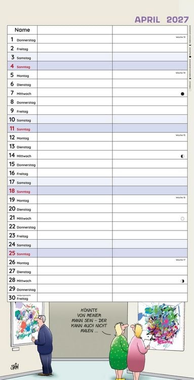 Produktbild: Uli Stein Timer f&uuml;r zwei 2027: Monatskalender f&uuml;r die Wand