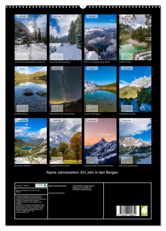 Produktbild: Alpine Jahreszeiten: Ein Jahr in den Bergen (hochwertiger Premium Wandkalender 2026 DIN A2 hoch), Kunstdruck in Hochglanz