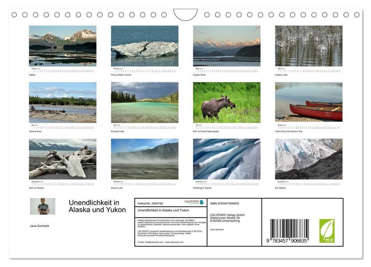 Produktbild: Unendlichkeit in Alaska und Yukon (Wandkalender 2026 DIN A4 quer), CALVENDO Monatskalender