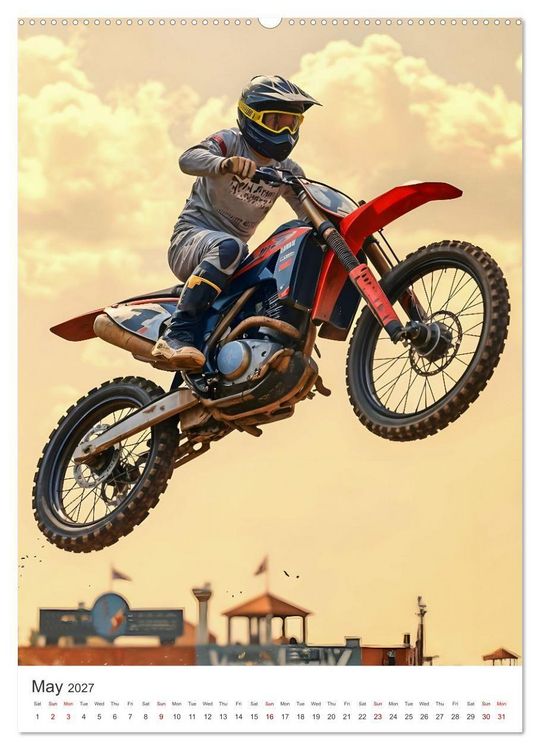 Produktbild: Throttle and thrills - High percentage motocross moments (High Quality Premium Wall Calendar 2027 DIN A2 portrait),CALVENDO 12 Month Wall Calendar