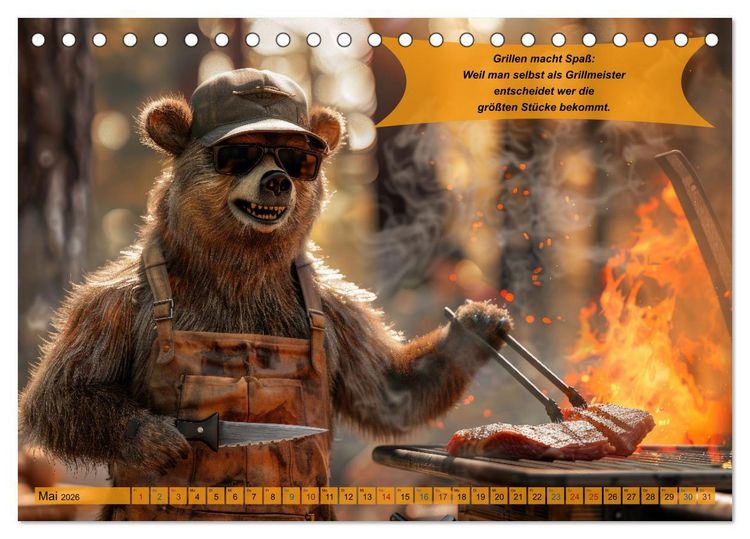 Produktbild: Tierisch lustige Grillmeister (Tischkalender 2026 DIN A5 quer), CALVENDO Monatskalender