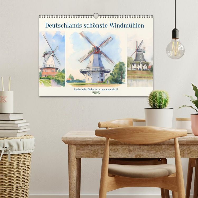 Produktbild: Deutschlands sch&ouml;nste Windm&uuml;hlen (Wandkalender 2026 DIN A3 quer), CALVENDO Monatskalender