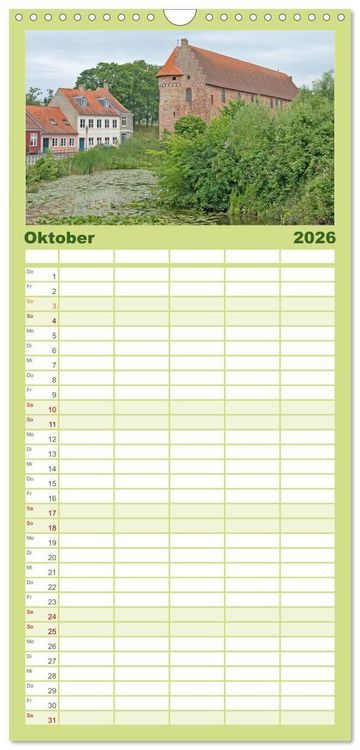 Produktbild: Familienplaner 2026 - Schl&ouml;sser in D&auml;nemark mit 5 Spalten (Wandkalender, 21 x 45 cm) CALVENDO
