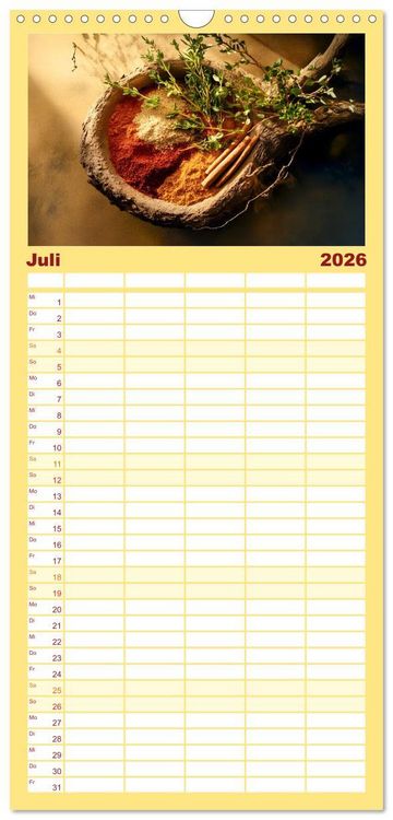Produktbild: Familienplaner 2026 - K&uuml;chenkalender Gew&uuml;rzwelt mit 5 Spalten (Wandkalender, 21 x 45 cm) CALVENDO