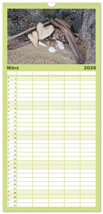 Produktbild: Familienplaner 2026 - Strandgut und Meer mit 5 Spalten (Wandkalender, 21 x 45 cm) CALVENDO