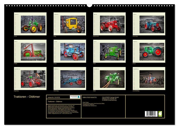 Produktbild: Traktoren - Oldtimer (Wandkalender 2026 DIN A2 quer), CALVENDO Monatskalender