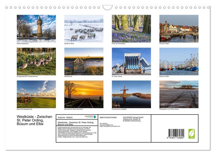 Produktbild: Westk&uuml;ste - Zwischen St. Peter Ording, B&uuml;sum und Elbe (Wandkalender 2026 DIN A3 quer), CALVENDO Monatskalender