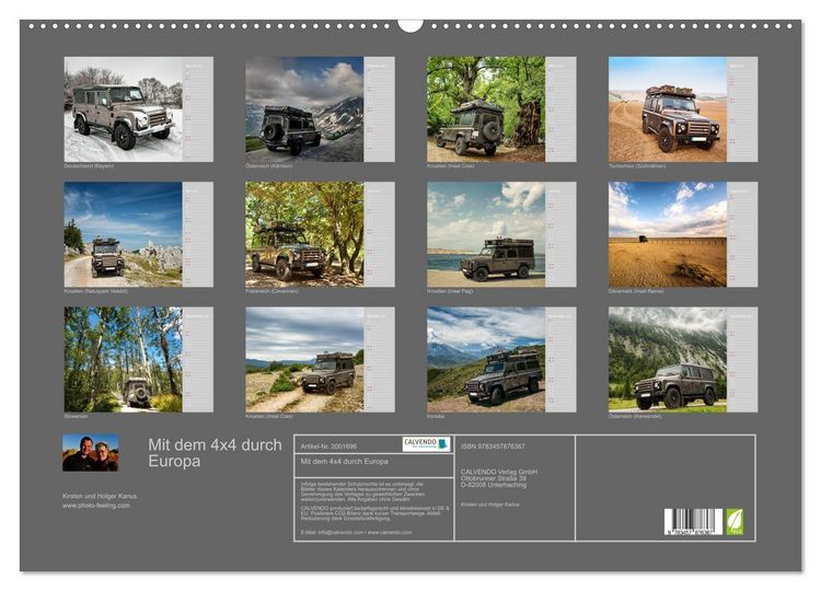 Produktbild: Mit dem 4x4 durch Europa (Wandkalender 2026 DIN A2 quer), CALVENDO Monatskalender