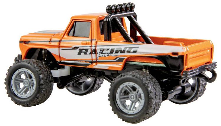 Produktbild: Amewi Orange Brushed 1:64 RC Modellauto Elektro Monstertruck Heckantrieb (2WD) RtR 2,4 GHz mit Lichteffekt, inkl. Akku und Ladekabel