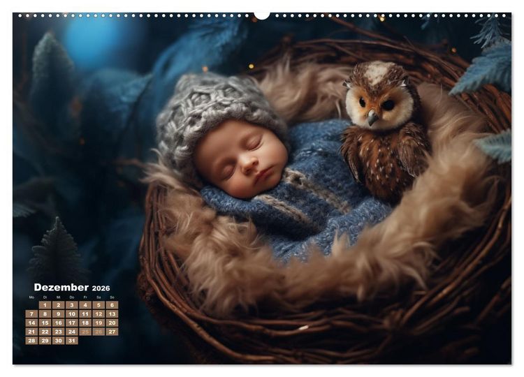 Produktbild: Kleine Schlummerparade: Babys und ihre kuscheligen Tierfreunde (Wandkalender 2026 DIN A2 quer), CALVENDO Monatskalender