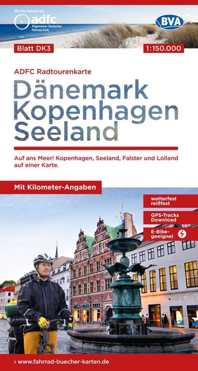 Produktbild: BVA ADFC Radtourenkarte D&auml;nemark/Kopenhagen/Seeland 1:150.000