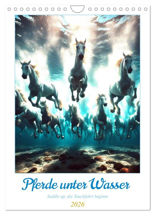 Produktbild: Pferde unter Wasser - Saddle up, die Tauchfahrt beginnt (Wandkalender 2026 DIN A4 hoch), CALVENDO Monatskalender