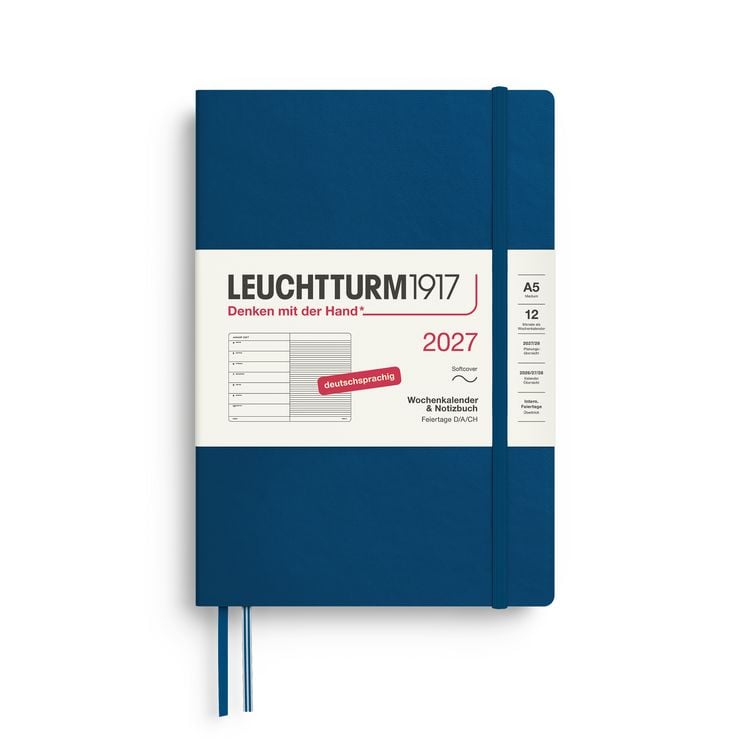 Produktbild: Wochenkalender & Notizbuch Medium (A5) 2027, Softcover, Indigo, Deutsch
