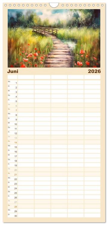 Produktbild: Familienplaner 2026 - Br&uuml;ckenromantik mit 5 Spalten (Wandkalender, 21 x 45 cm) CALVENDO