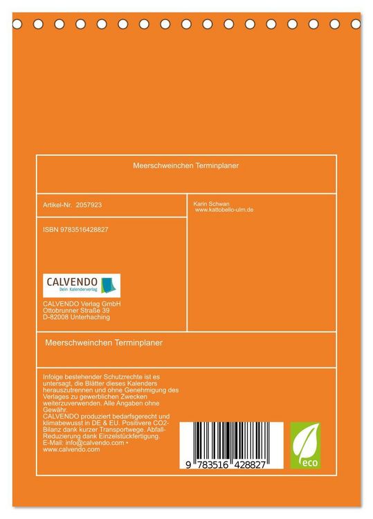 Produktbild: Meerschweinchen Terminplaner (Tischkalender 2026 DIN A5 hoch), CALVENDO Monatskalender